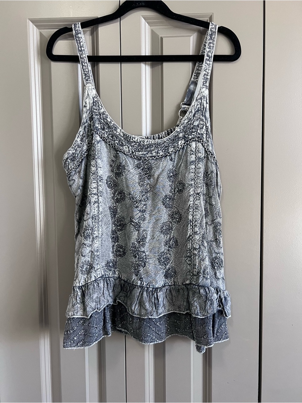 Gray Printed Ruffle-Hem Camisole - Unbranded